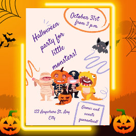 Halloween fest för små monster! Kids Party Inbjudningar