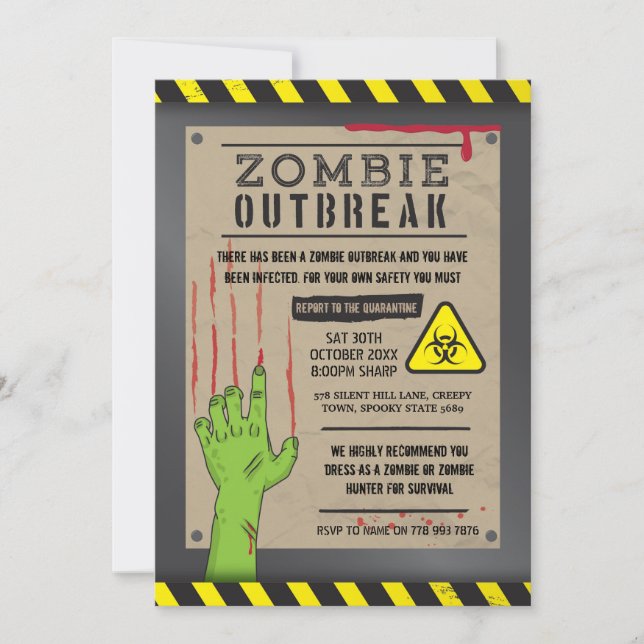 Halloween fest för Zombieutbrottinbjudan Inbjudningar (Framsida)