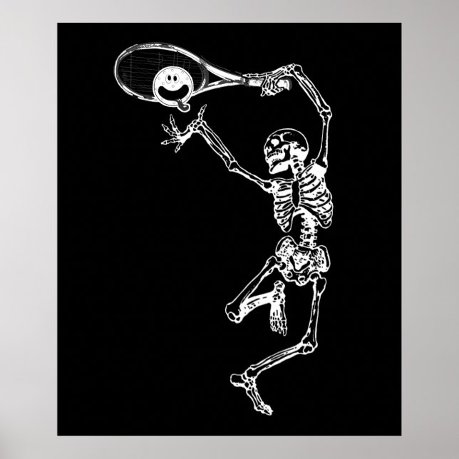 Halloween fest Funny Pickleball Skeleton Player Poster (Framsidan)