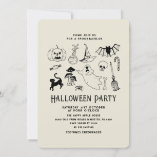 Halloween fest Ghost Black Cat Fladdermus Inbjudningar
