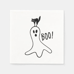 Halloween fest Ghost och Black Cat Cute Spooky Pappersservett
