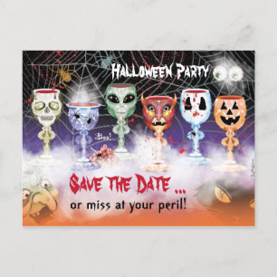Halloween fest, Ghoulish Vin Goblets Inbjudan Vykort