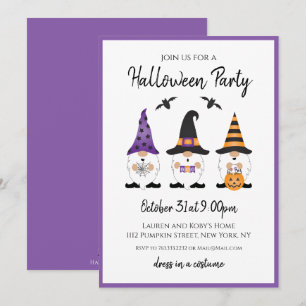 Halloween fest Gnomes Lila Orange Inbjudningar