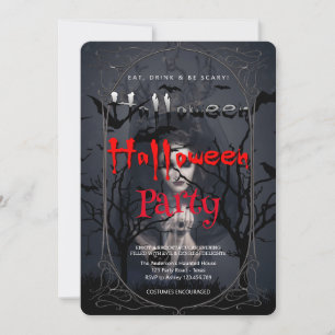 Halloween fest Gothic häxa och hemsökt hus Inbjudningar