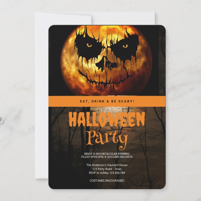 Halloween fest Gothic Mörk Måne Inbjudningar (Framsida)