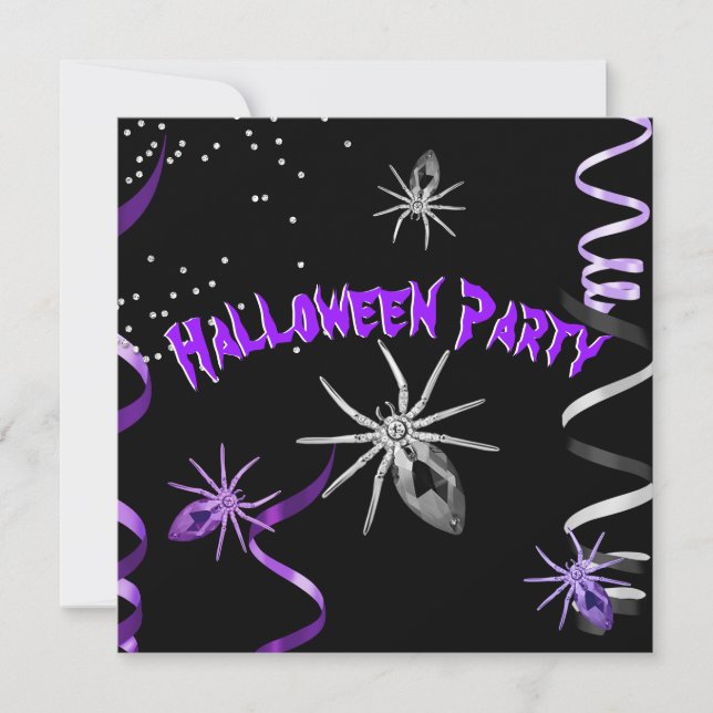 Halloween fest Gothic Spider Lila Black Inbjudningar (Framsida)