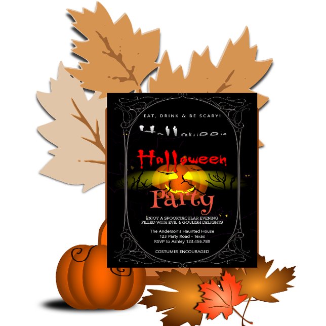 Halloween fest Gothic Spooky Pumpkin Inbjudningar (Skapare uppladdad)