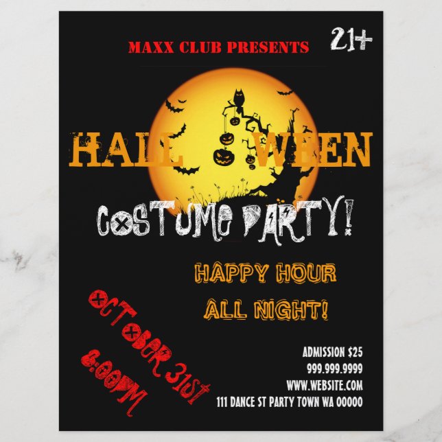 Halloween fest händelsemeddelande DJ KLUBB Flyer (Framsidan)