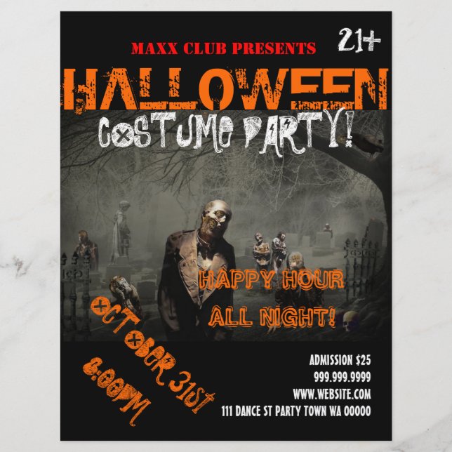Halloween fest händelsemeddelande DJ KLUBB Flyer (Framsidan)