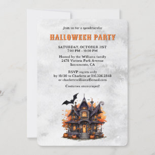Halloween fest Haunted House Ghost Jack O'Lantern Inbjudningar