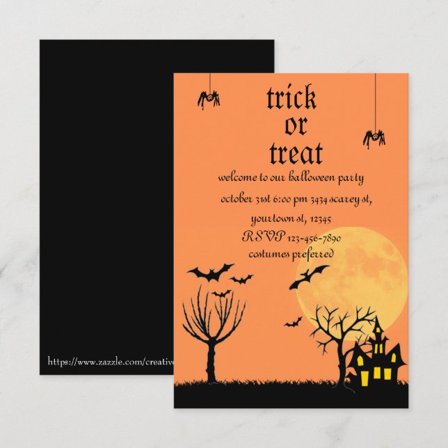 Halloween-fest Inbjudan (Fram/baksida)