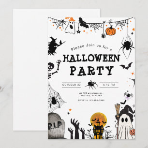 Halloween-fest inbjudan,Barn Ryslig Natt-firande Inbjudningar