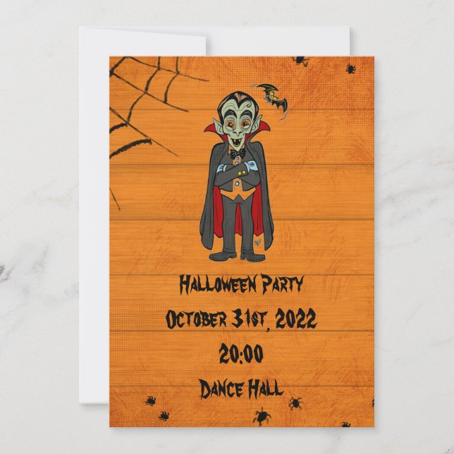 Halloween fest inbjudan Dracula roligt (Framsida)
