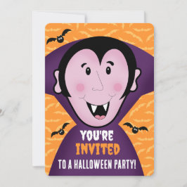 Halloween fest Inbjudan Dracula Vampire Kids Cute