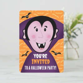 Halloween fest Inbjudan Dracula Vampire Kids Cute