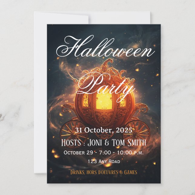 Halloween-fest Inbjudan | Elegant Pumpakort (Framsida)