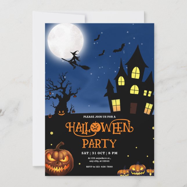Halloween-fest inbjudan, Halloween-kostymdel Inbjudningar (Framsida)