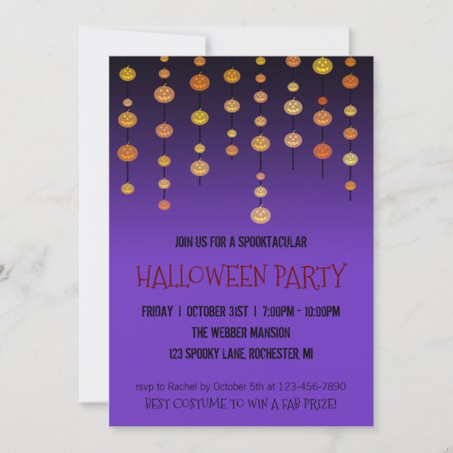 Halloween fest inbjudan jack för ljussträngar (Framsida)