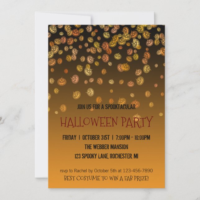 Halloween fest inbjudan jack o'lanternregn (Framsida)