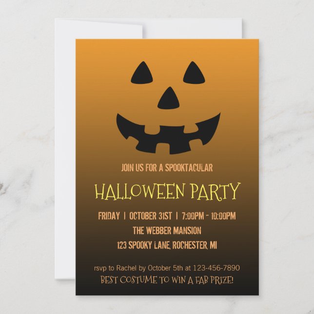 Halloween fest inbjudan jack till ansikte (Framsida)