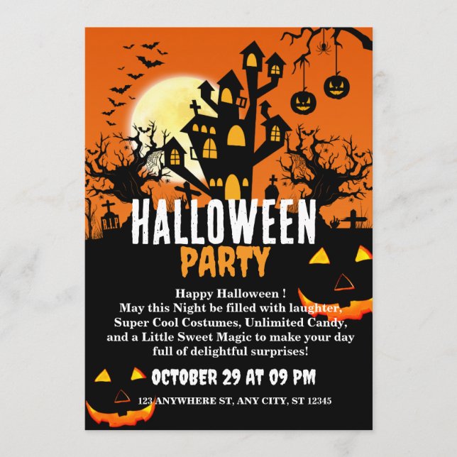 Halloween-fest inbjudan kort (Framsida)