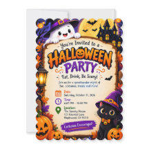 Halloween-fest-inbjudan – Läskig och färgrik