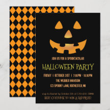Halloween fest inbjudan med pumpa ansikte