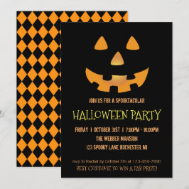 Halloween fest inbjudan med pumpa ansikte