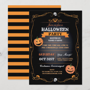 Halloween fest Inbjudan Pumpkins Scary Horror Bash