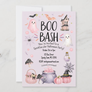 Halloween-fest-inbjudan Rosa och lila Inbjudningar