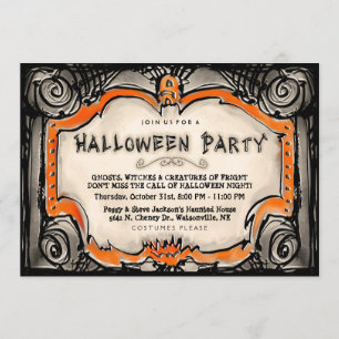 Halloween fest Inbjudan - Svarta havet och Orange