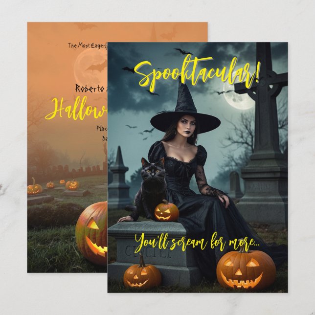 Halloween-fest-inbjudan v4 anteckningskort (Fram/baksida)