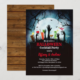 Halloween fest inbjudan. Zombie cocktail party Inbjudningar