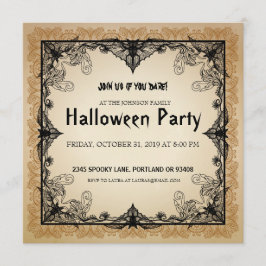 Halloween fest inbjuden Vintage gotiic Fladdermus Inbjudningar