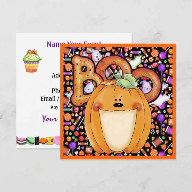 Halloween fest inbjudningar (Fram/baksida)