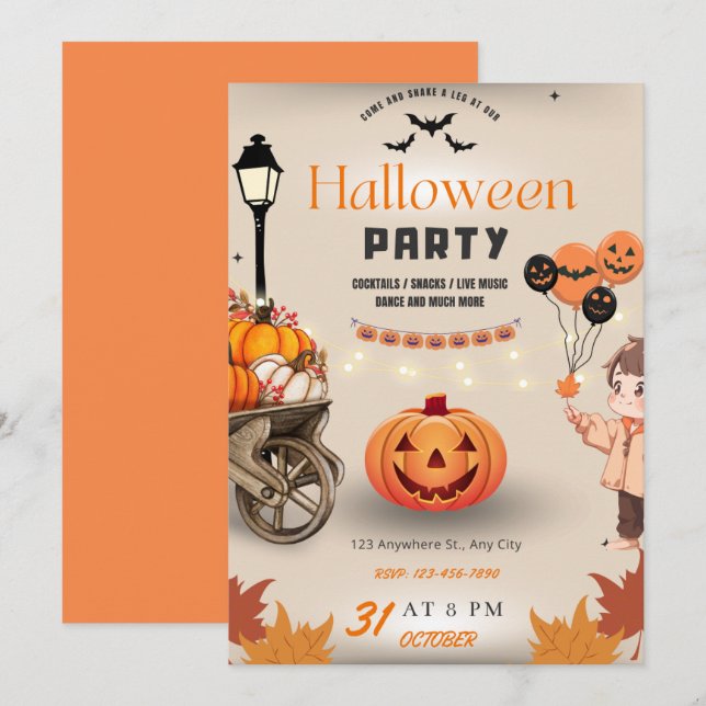 Halloween fest inbjudningar (Fram/baksida)