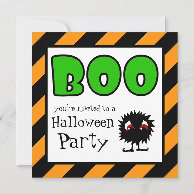 Halloween fest inbjudningar Little Meanie BOO (Framsida)