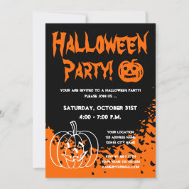Halloween-fest inbjudningar med utskurna pumpor