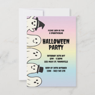 Halloween fest-inklistelspöke med regnbåge inbjudningar