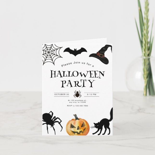 Halloween-fest Invitation, Barns Skräcknatt Inbjudan (Framsida)