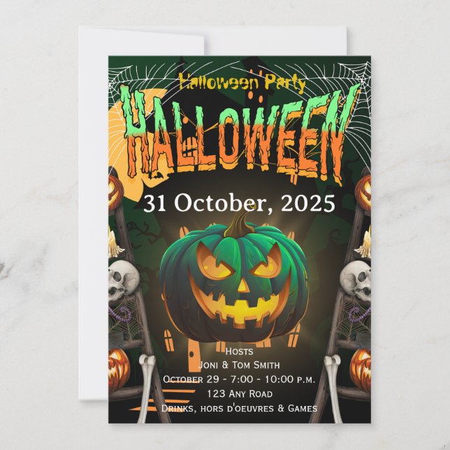 Halloween-fest Invitation | Elegant Pumpakort Inbjudningar (Framsida)
