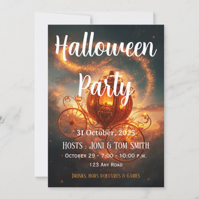 Halloween-fest Invitation | Elegant Pumpakort Inbjudningar (Framsida)