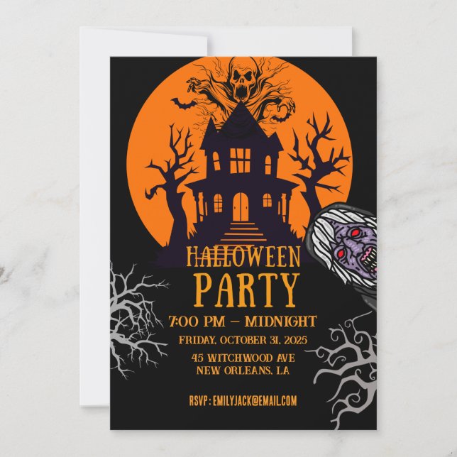 HALLOWEEN FEST INVITATION - GÅ MED OSS OM DU ÄR OS INBJUDNINGAR (Framsida)