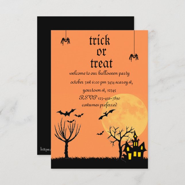 Halloween-fest Invitation Inbjudningar (Fram/baksida)