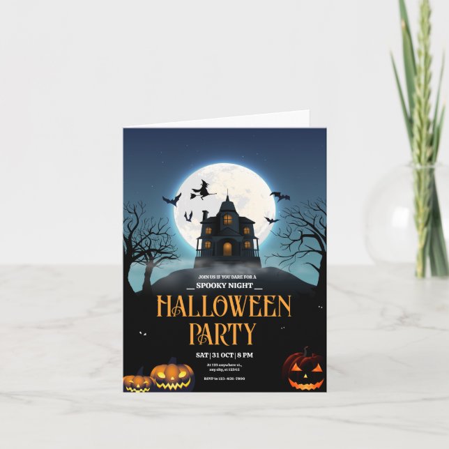 Halloween-fest Invitation, Kuslig natt Halloween Inbjudan (Framsida)