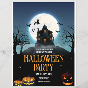 Halloween-fest Invitation, Kuslig Natt Halloween Reklamblad