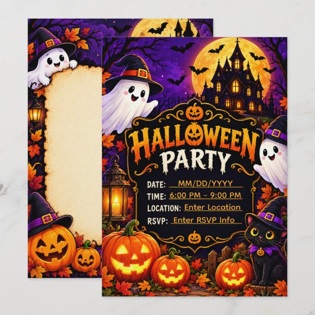 Halloween-fest Invitation Mall | Premium Spö (Fram/baksida)