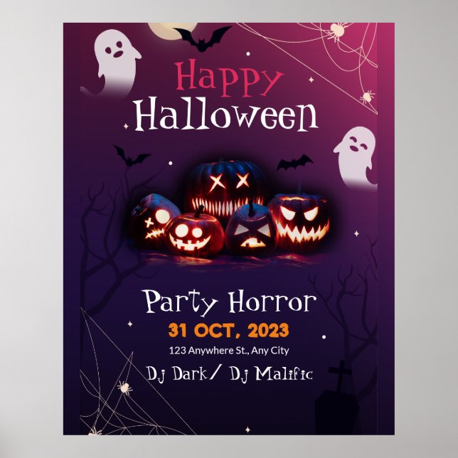 Halloween-fest Invitation, Skräckfest Halloween Poster (Framsidan)