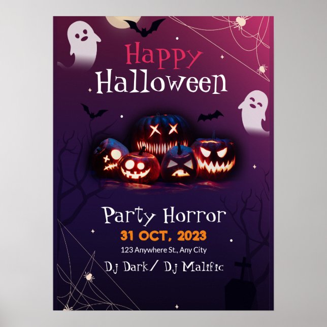 Halloween-fest Invitation, Skräckfest Halloween Poster (Framsidan)