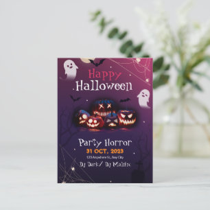 Halloween-fest Invitation, Skräckfest Halloween Vykort